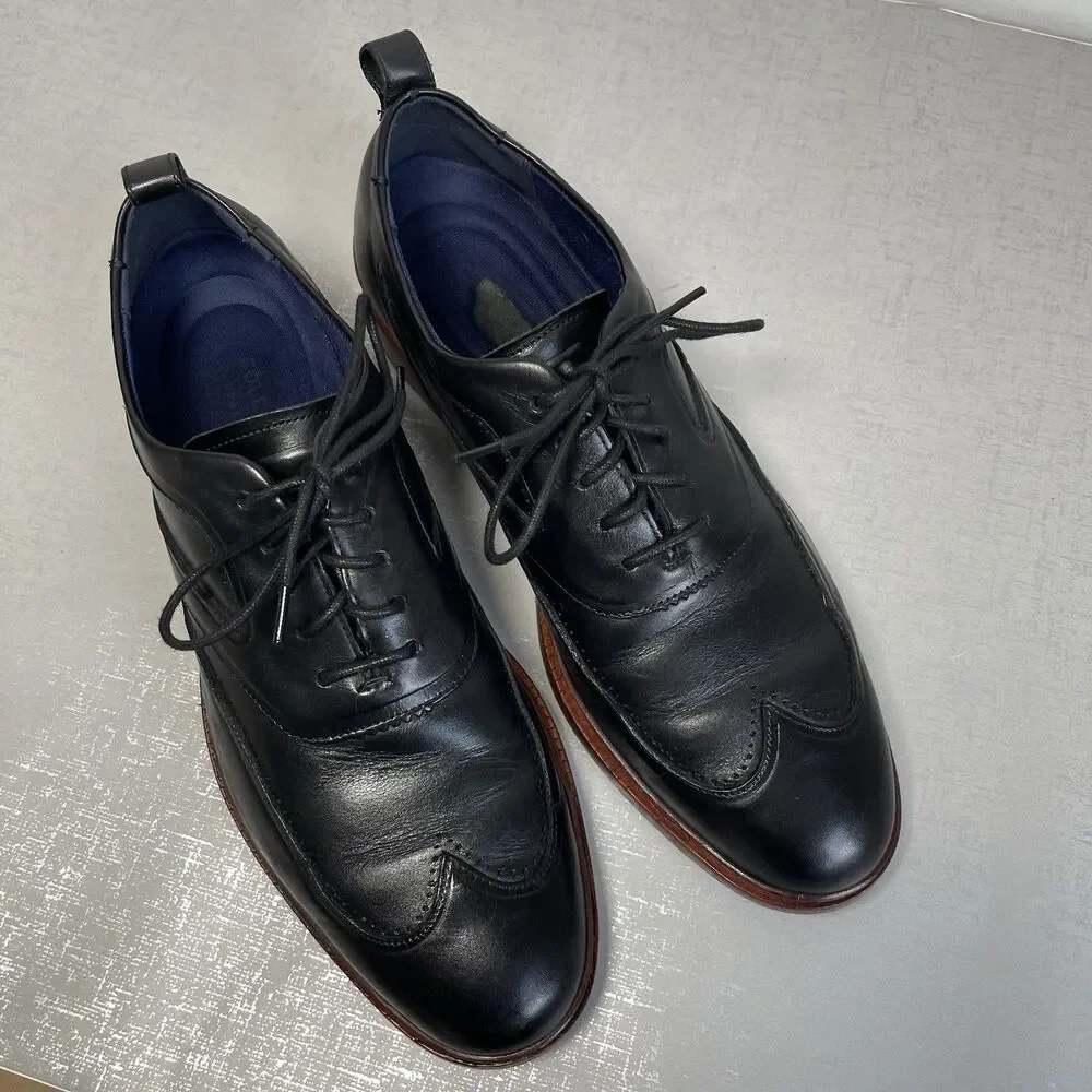 Cole Haan Men's 8.5 M‎ Black Leather Washington Grand 2.0 Oxford Shoes C28182